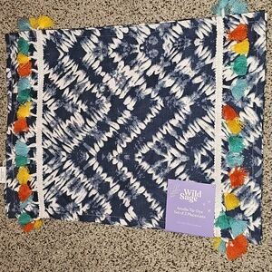 Set Of 4 Wild Sage Placemats Tie Dye Chevron Colorful Tassels